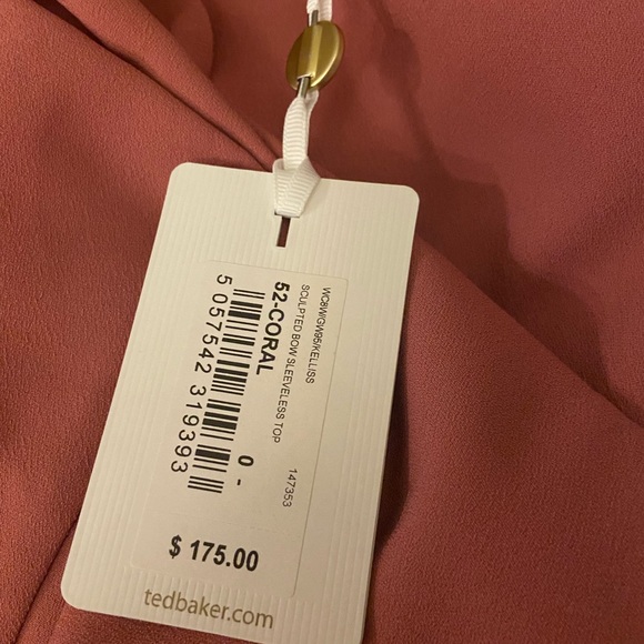 Ted Baker Sleeveless bow top coral sz 0 NWT - Picture 6 of 7